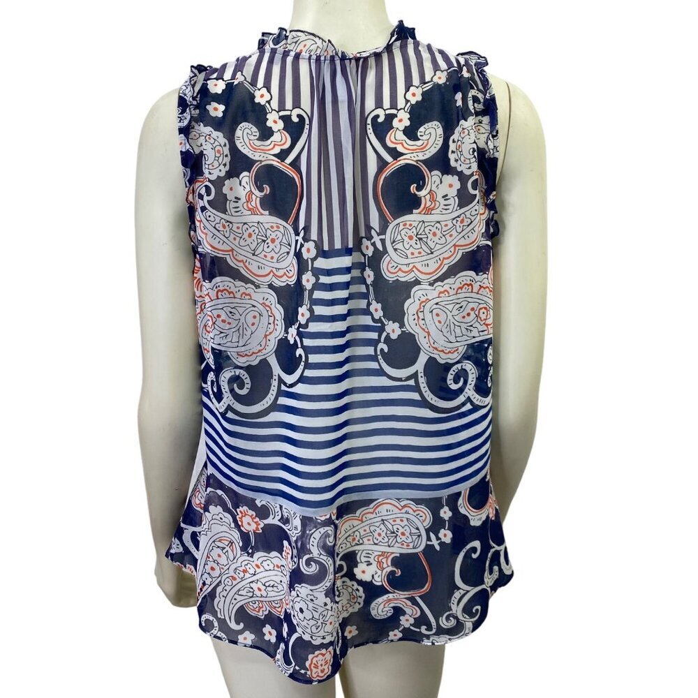 CABI SLEEVELESS‎ RUFFLE NECKLINE TOP SM - Picture 5 of 6